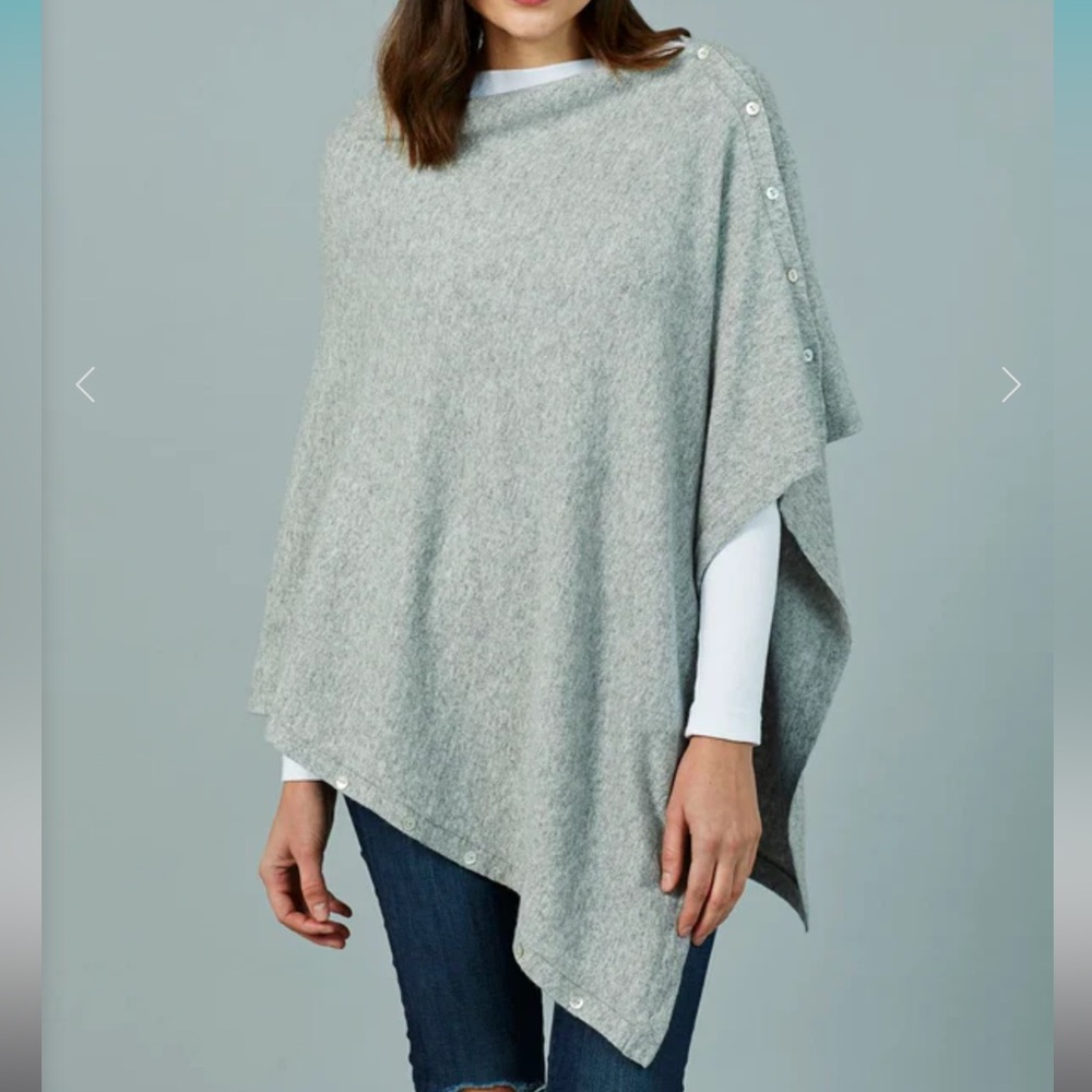 Heather Grey Poncho - Made in Italy